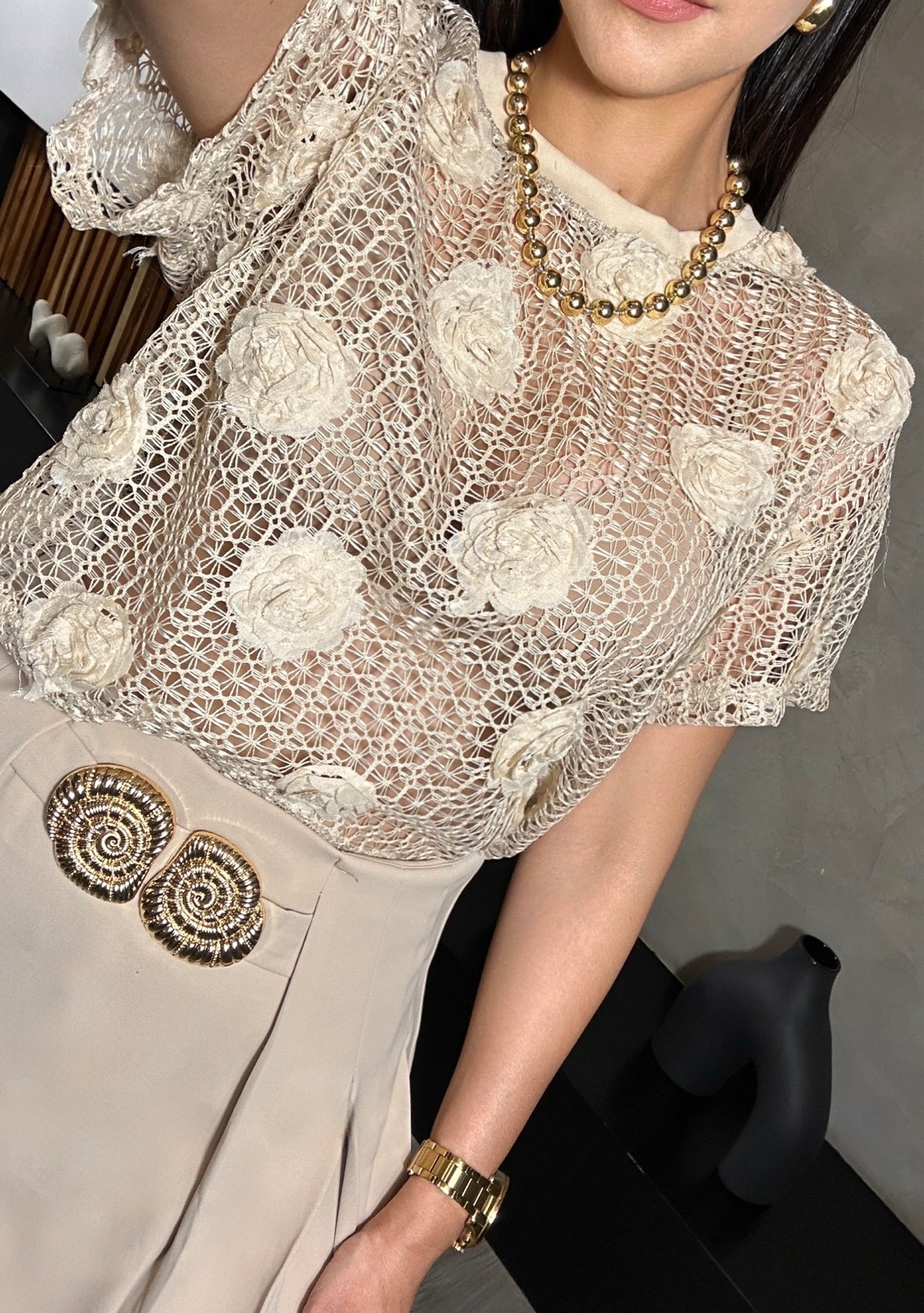 Blusa Beige Flores