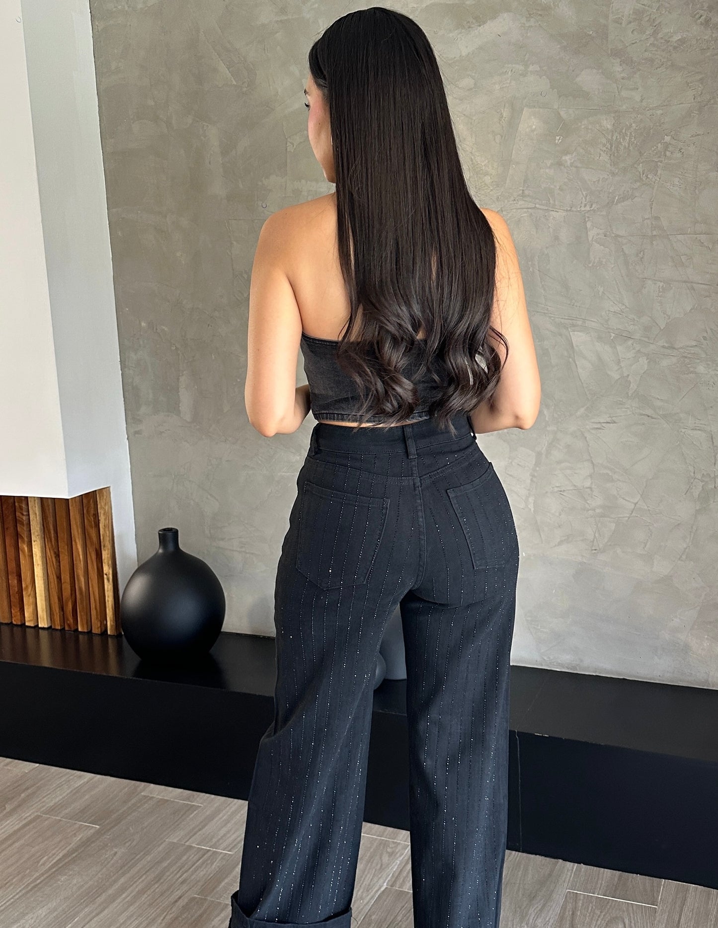 Jeans Brillos Negro