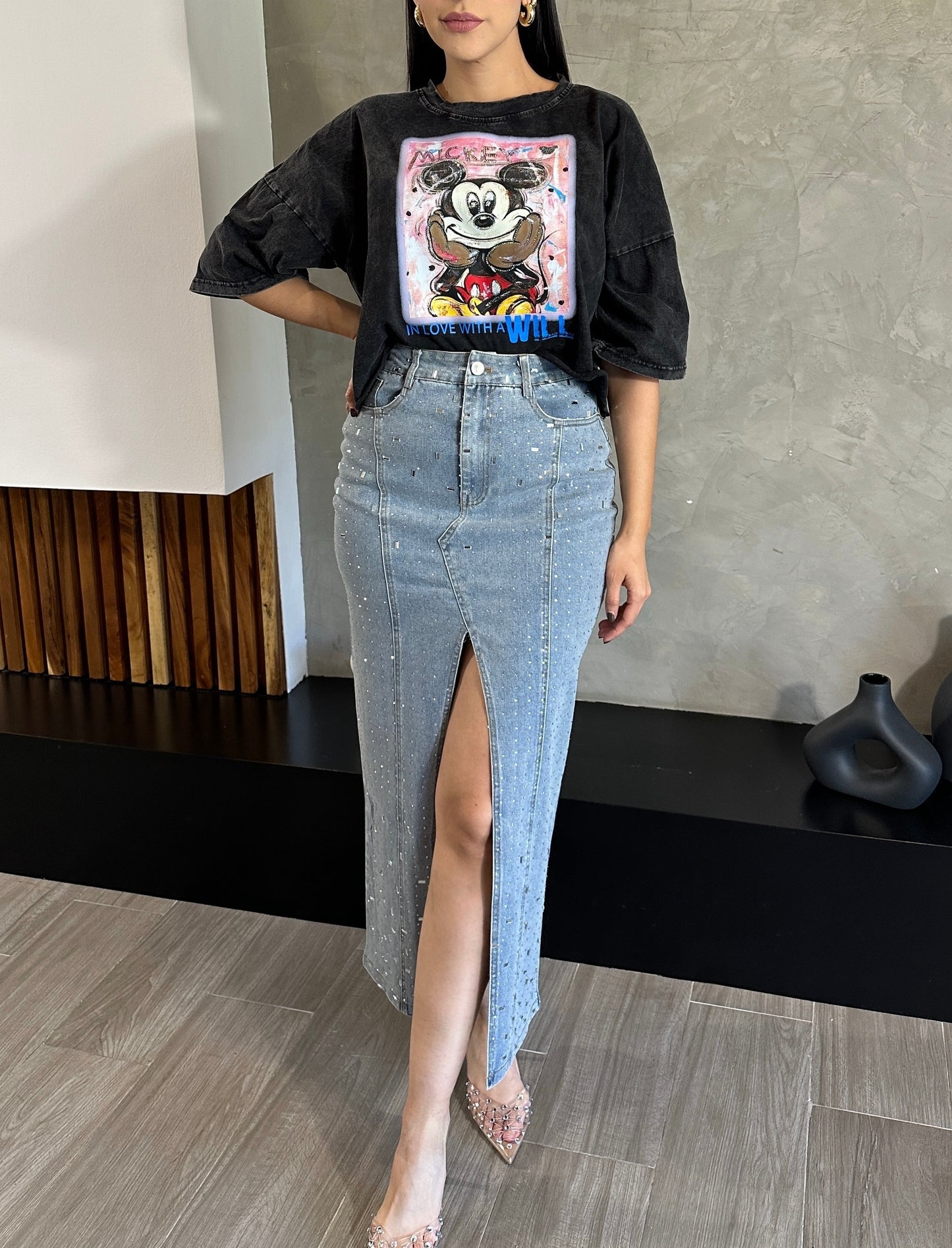 Falda Midi Cristales
