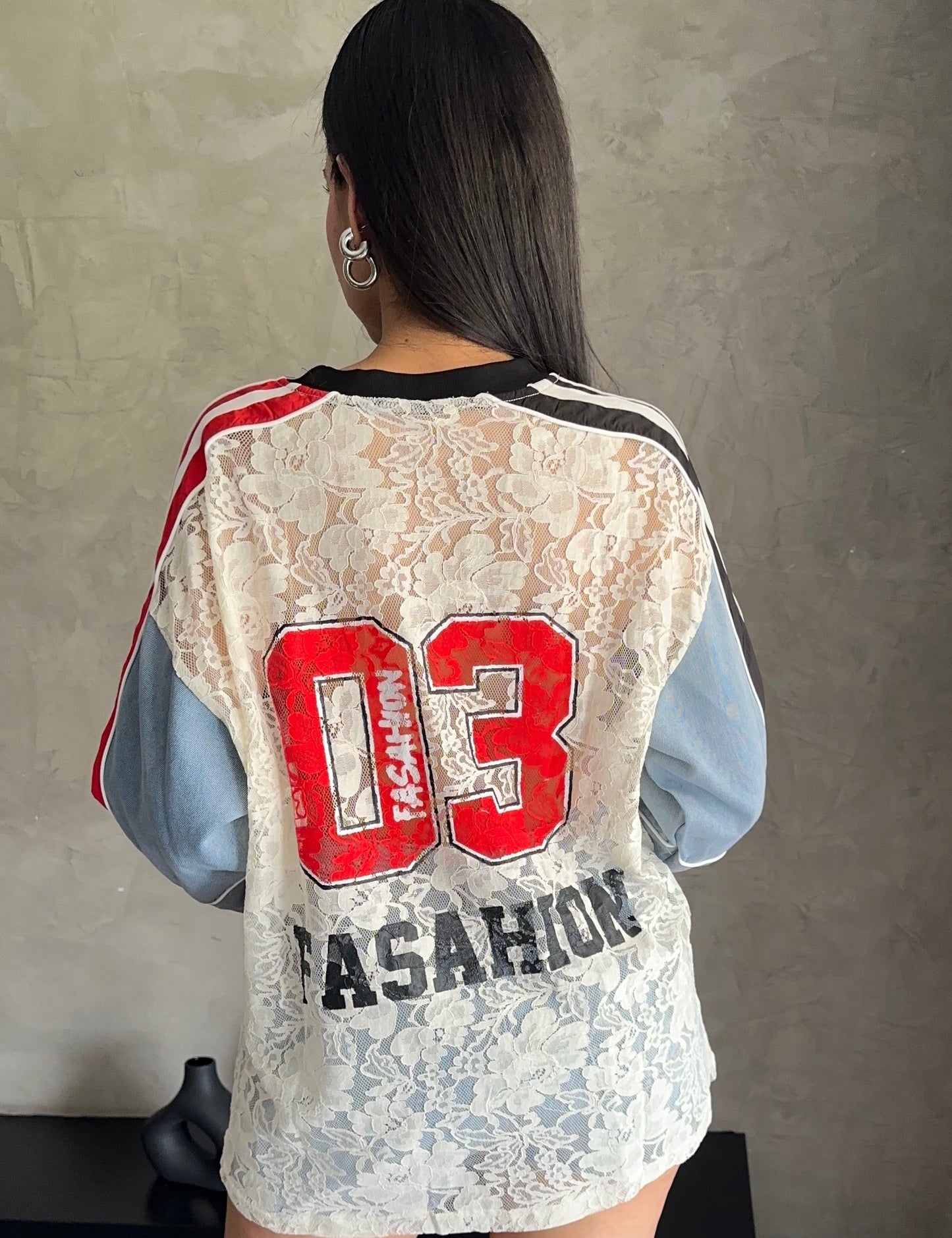 Jersey Denim Encaje