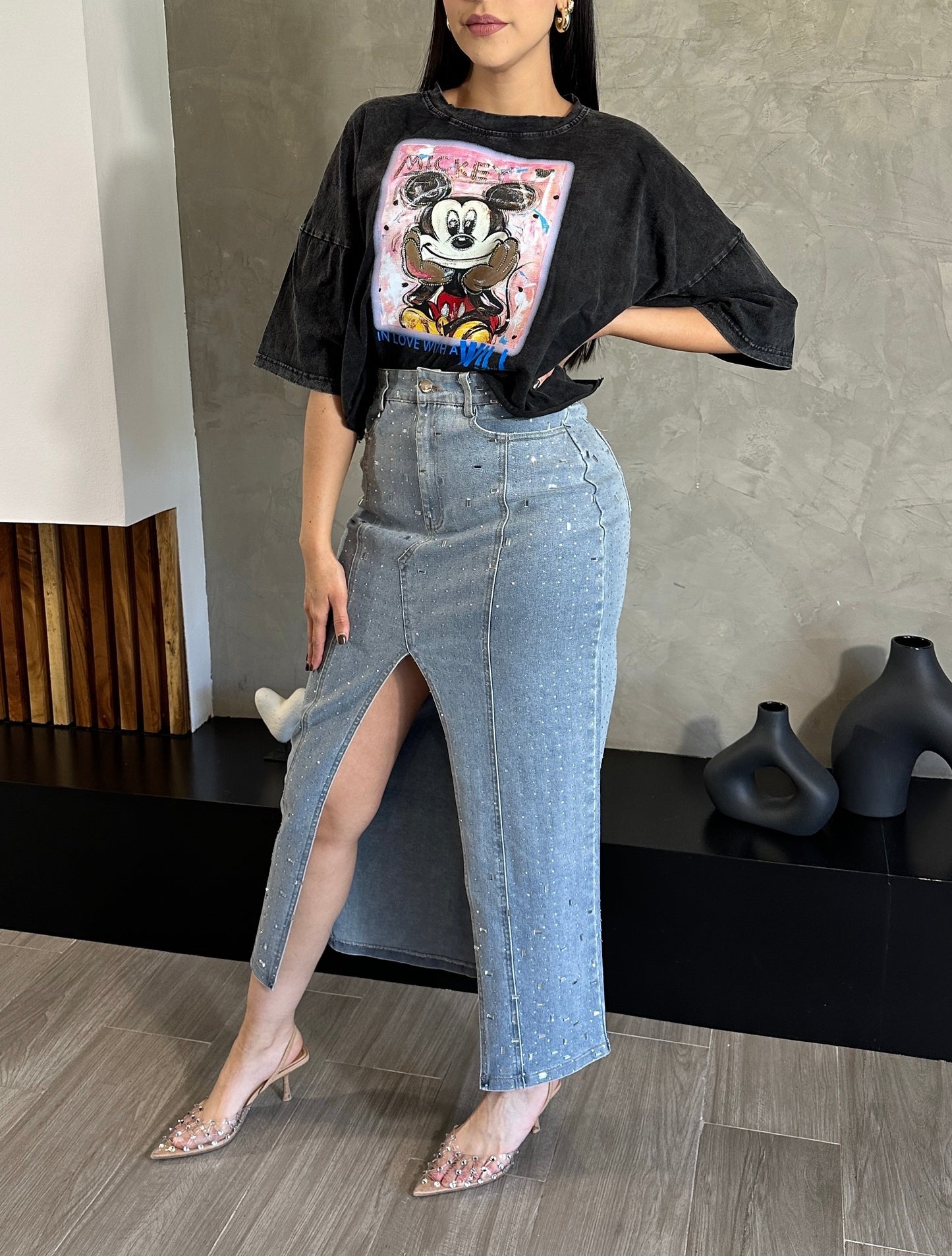 Falda Midi Cristales