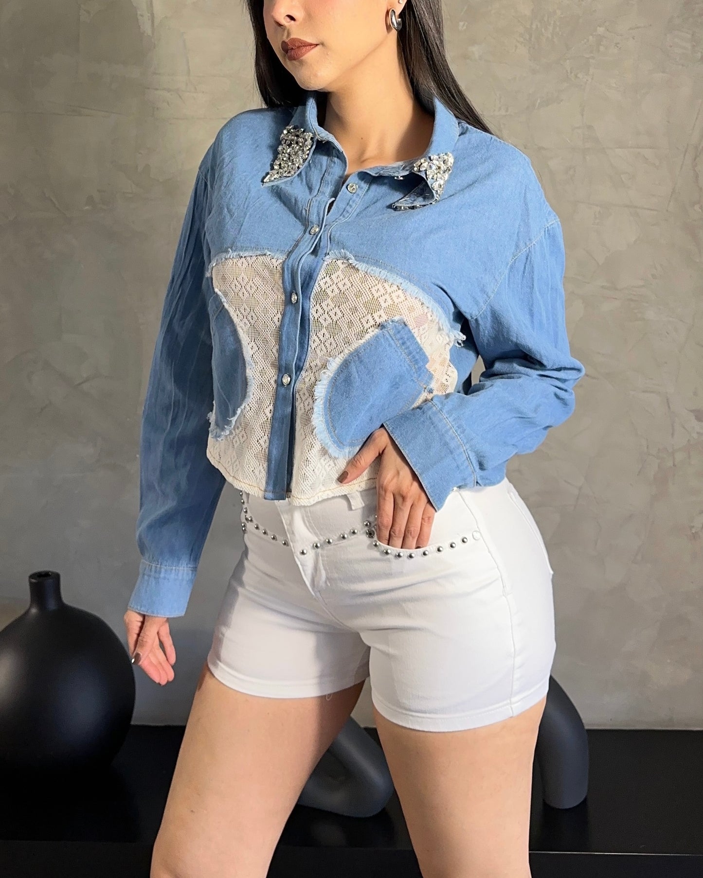 Short Blanco Estoperoles