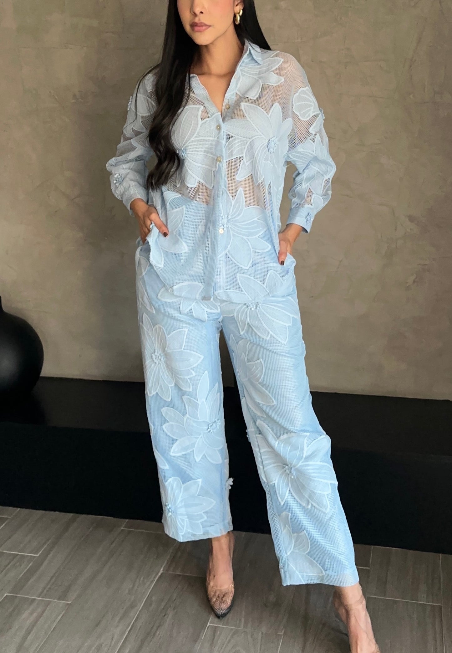 Set Azul Flores