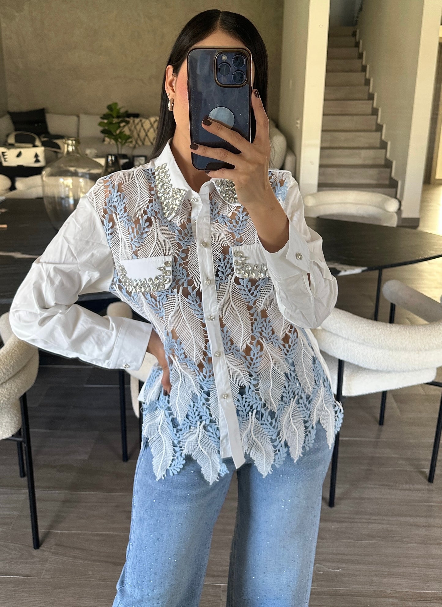 Blusa Encaje Hojas