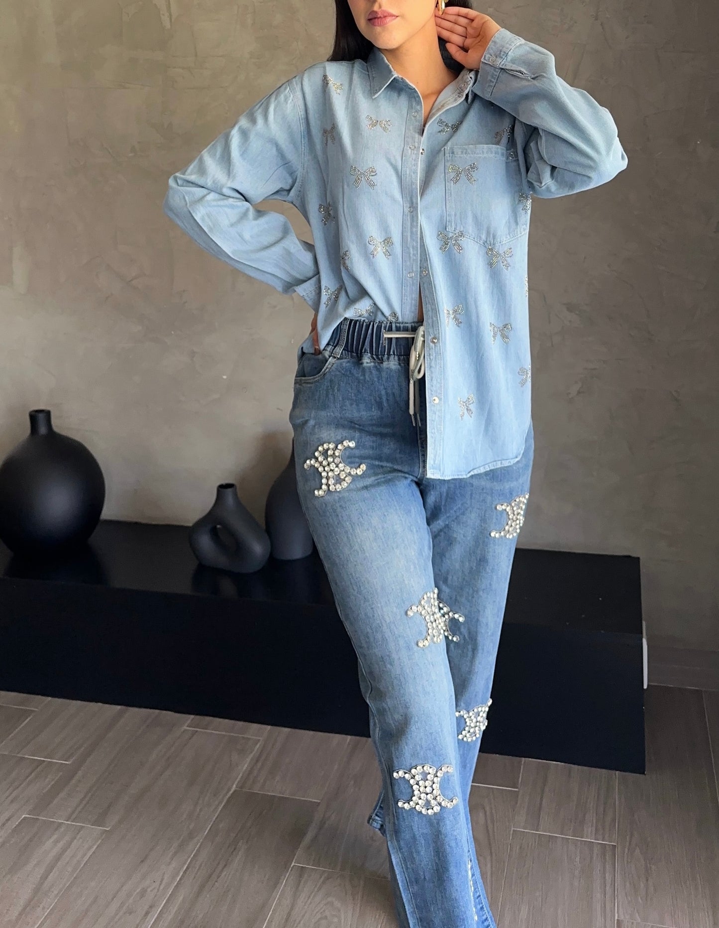 Jeans Logo Pedrería
