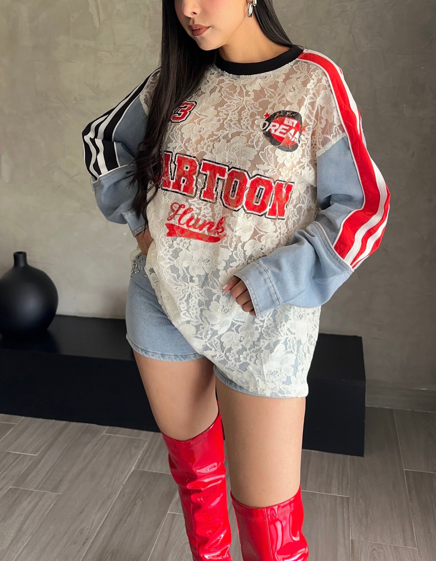 Jersey Denim Encaje