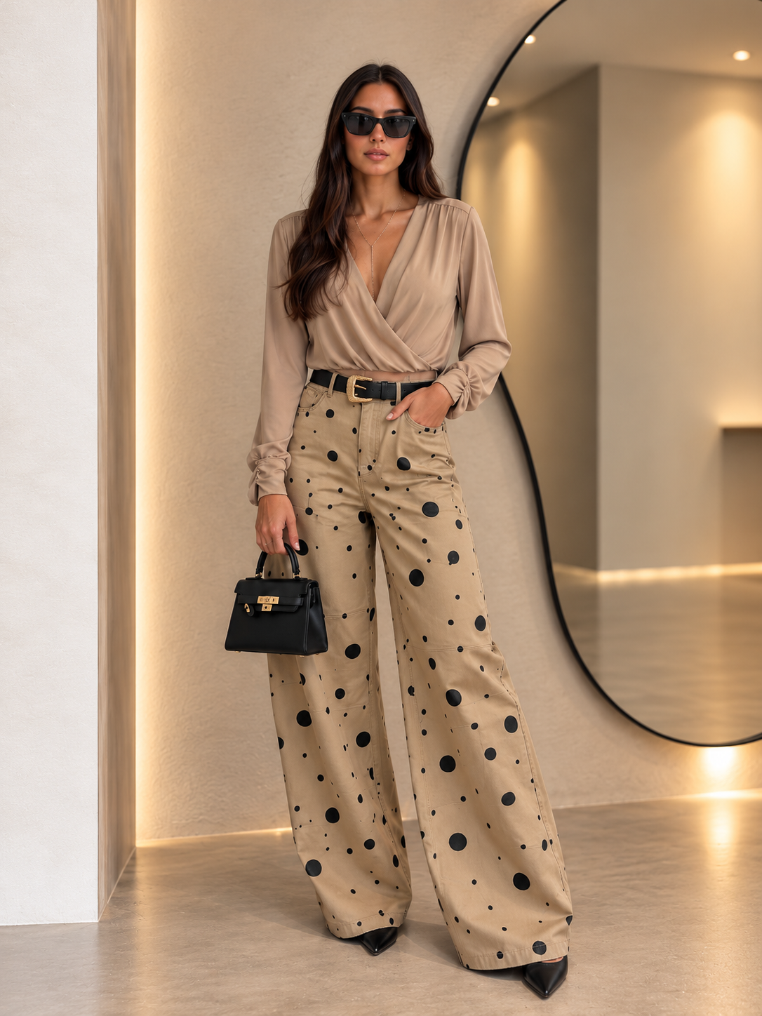 Pantalón Polka Beige