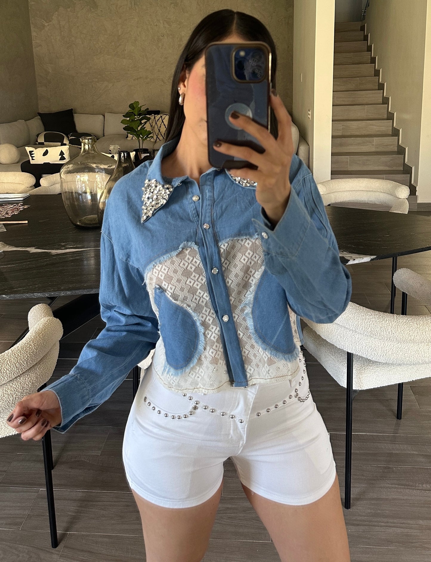 Short Blanco Estoperoles