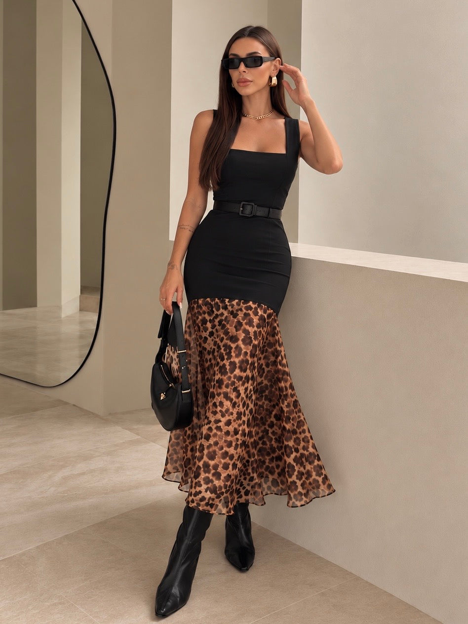 Vestido Print Con Cinturón