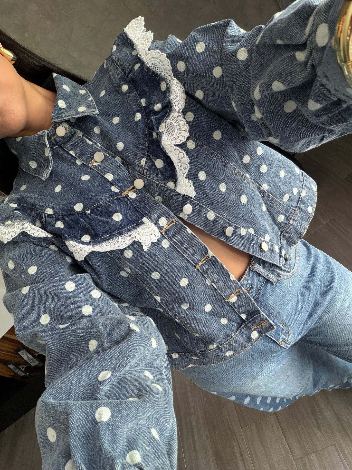 Chamarra Polka Denim