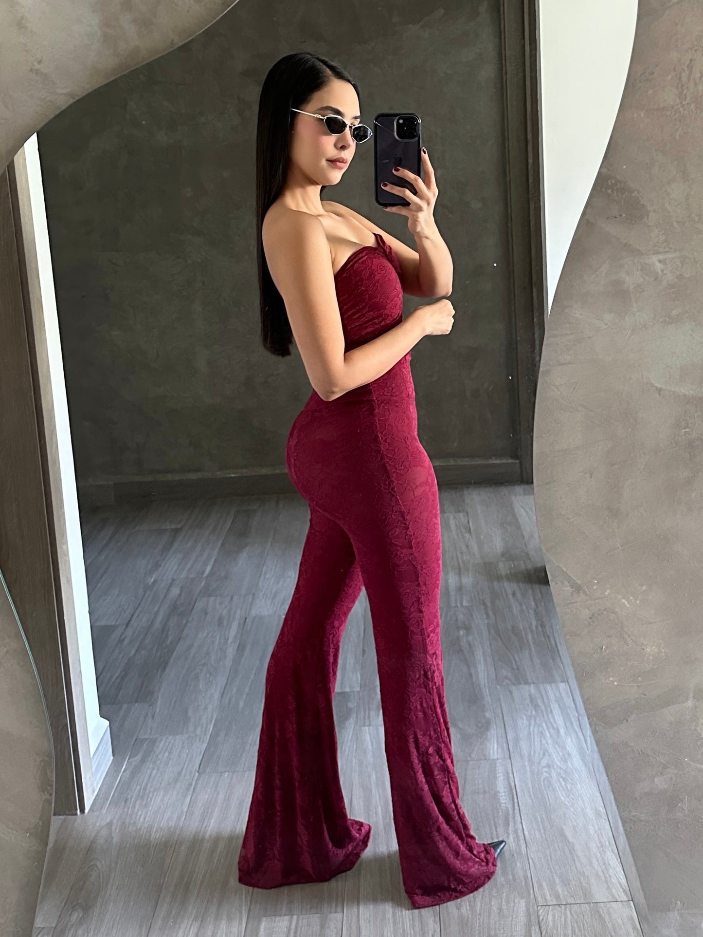 Jumpsuit Encaje Tinto