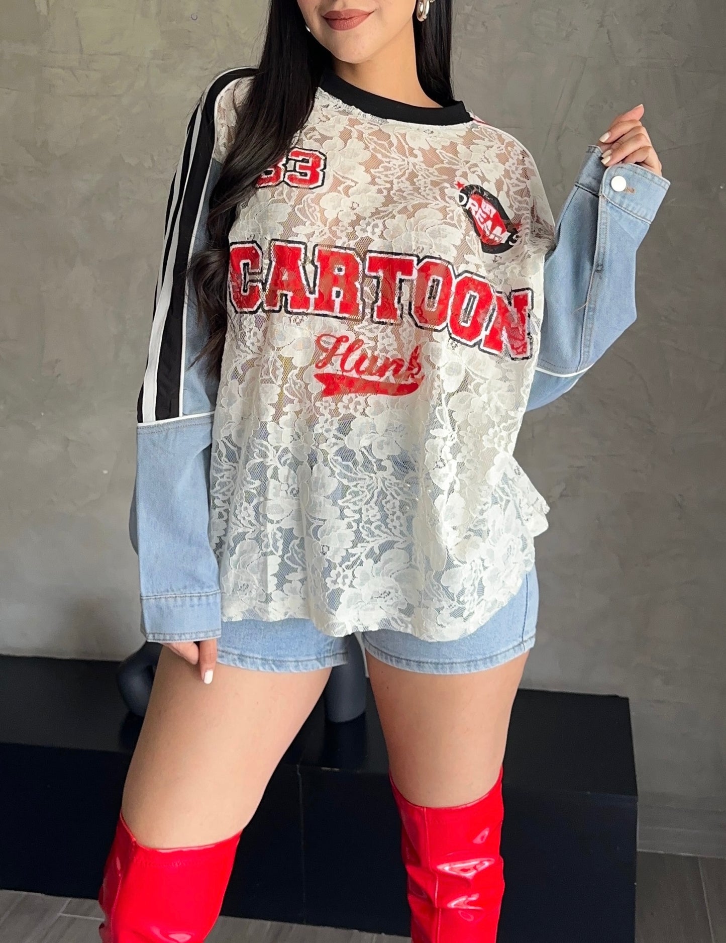 Jersey Denim Encaje