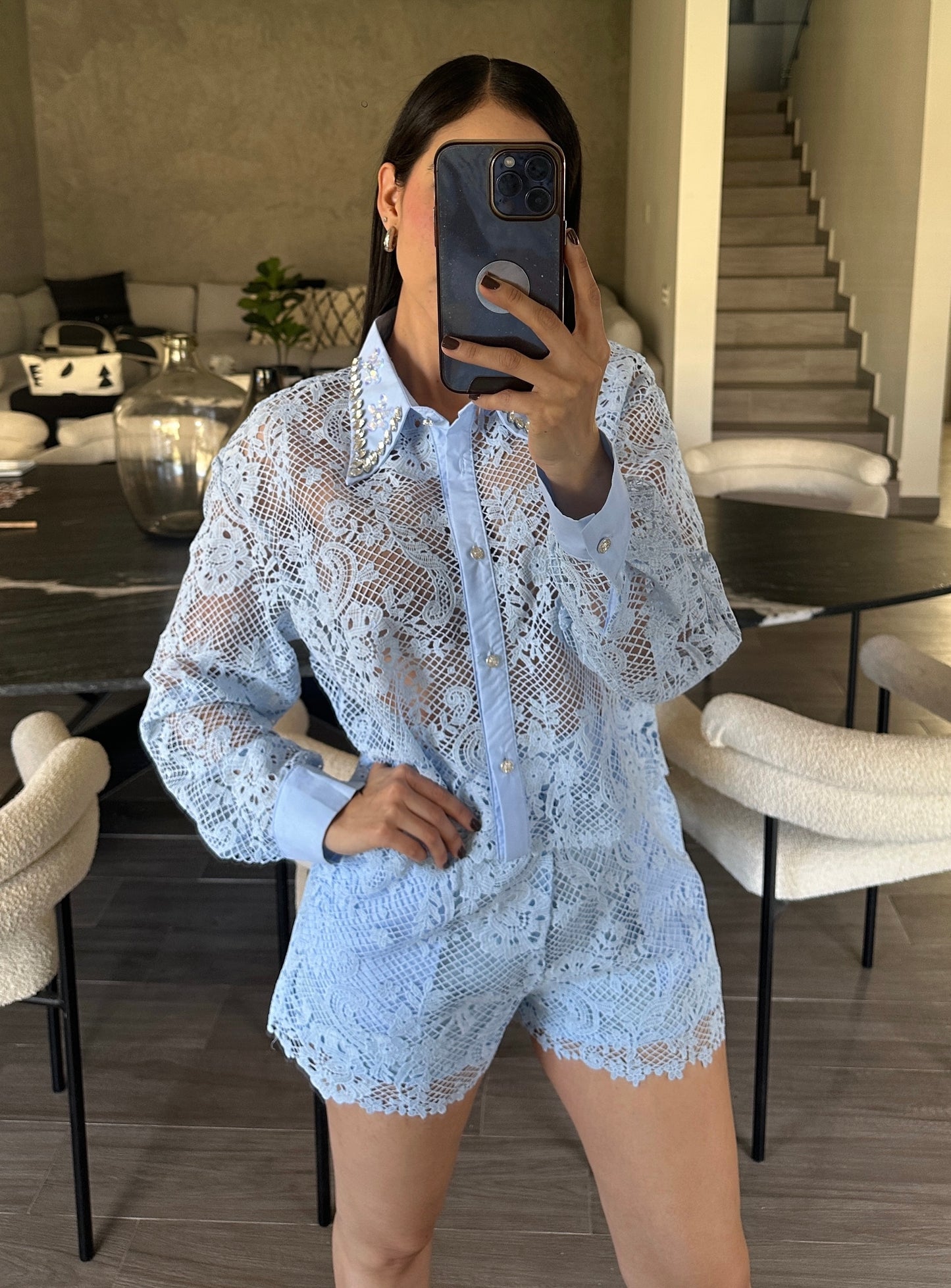 Set Encaje Azul