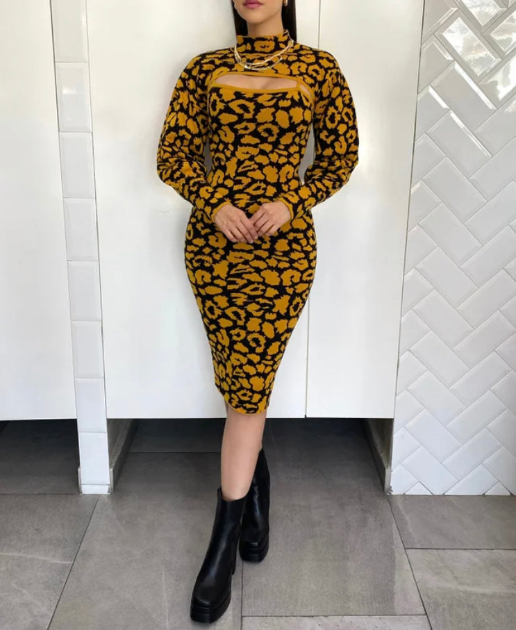 Vestido Leopardo Mostaza