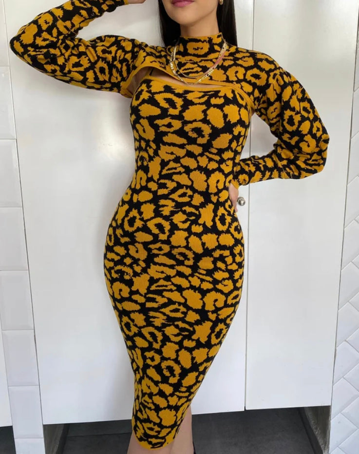 Vestido Leopardo Mostaza