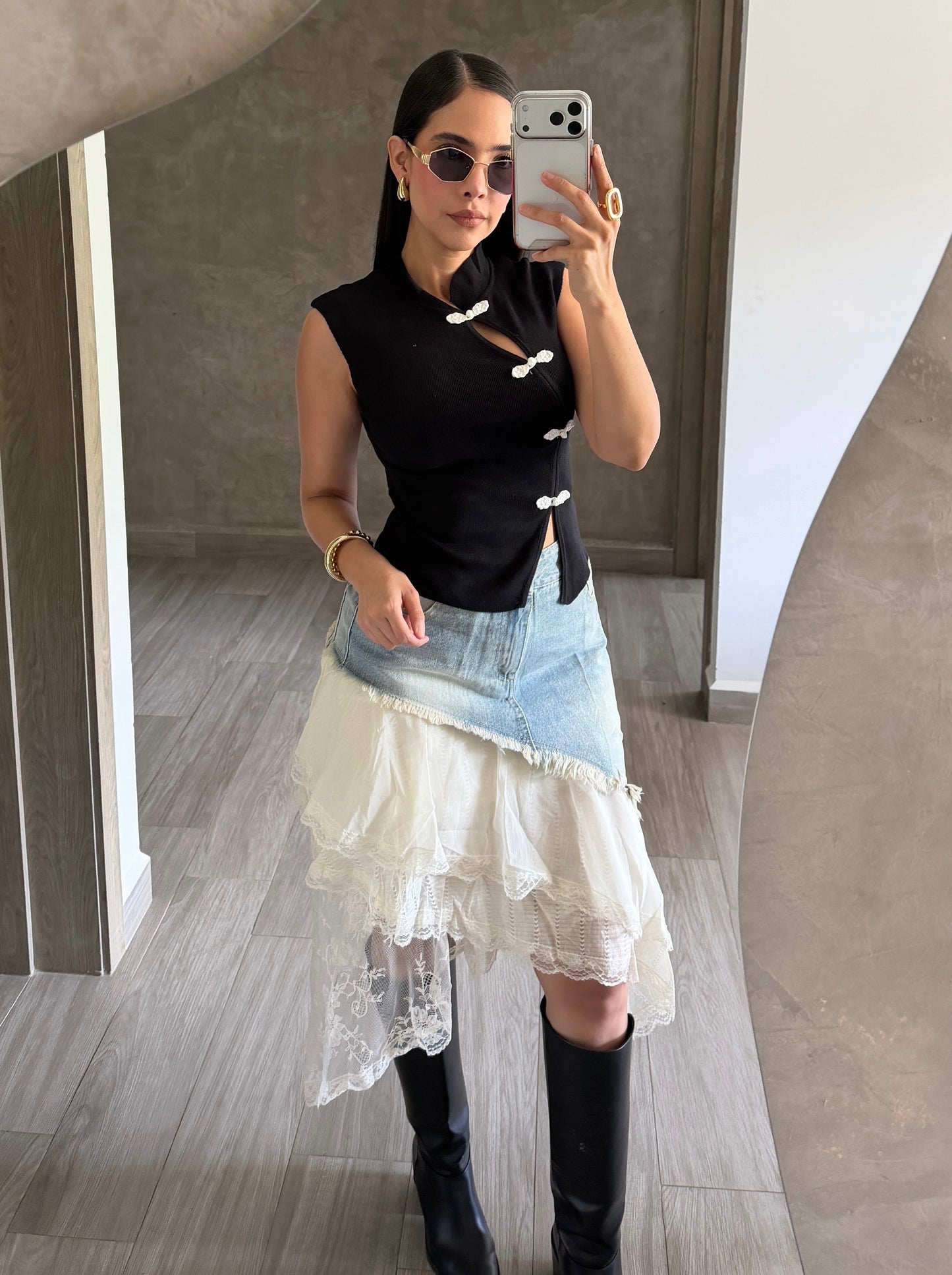 Falda Tull Mezclilla