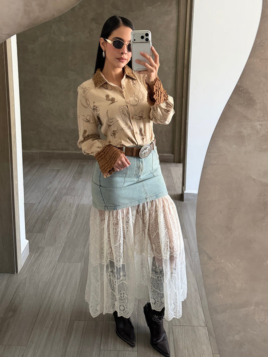 Falda Denim Encaje