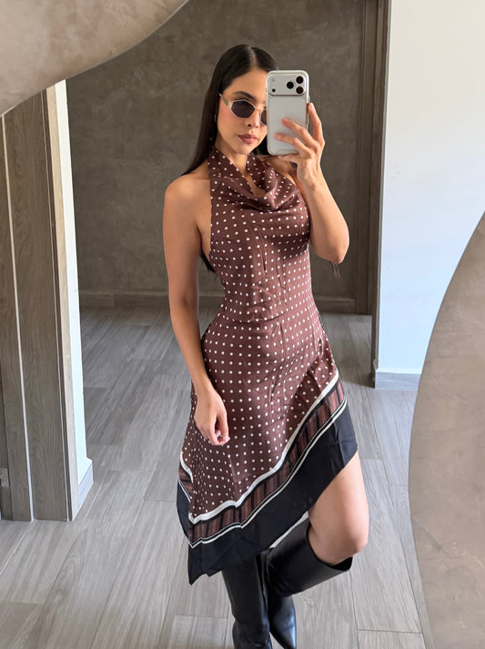 Vestido Polka Café