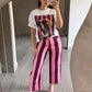 Pantalón Rayado Tinto