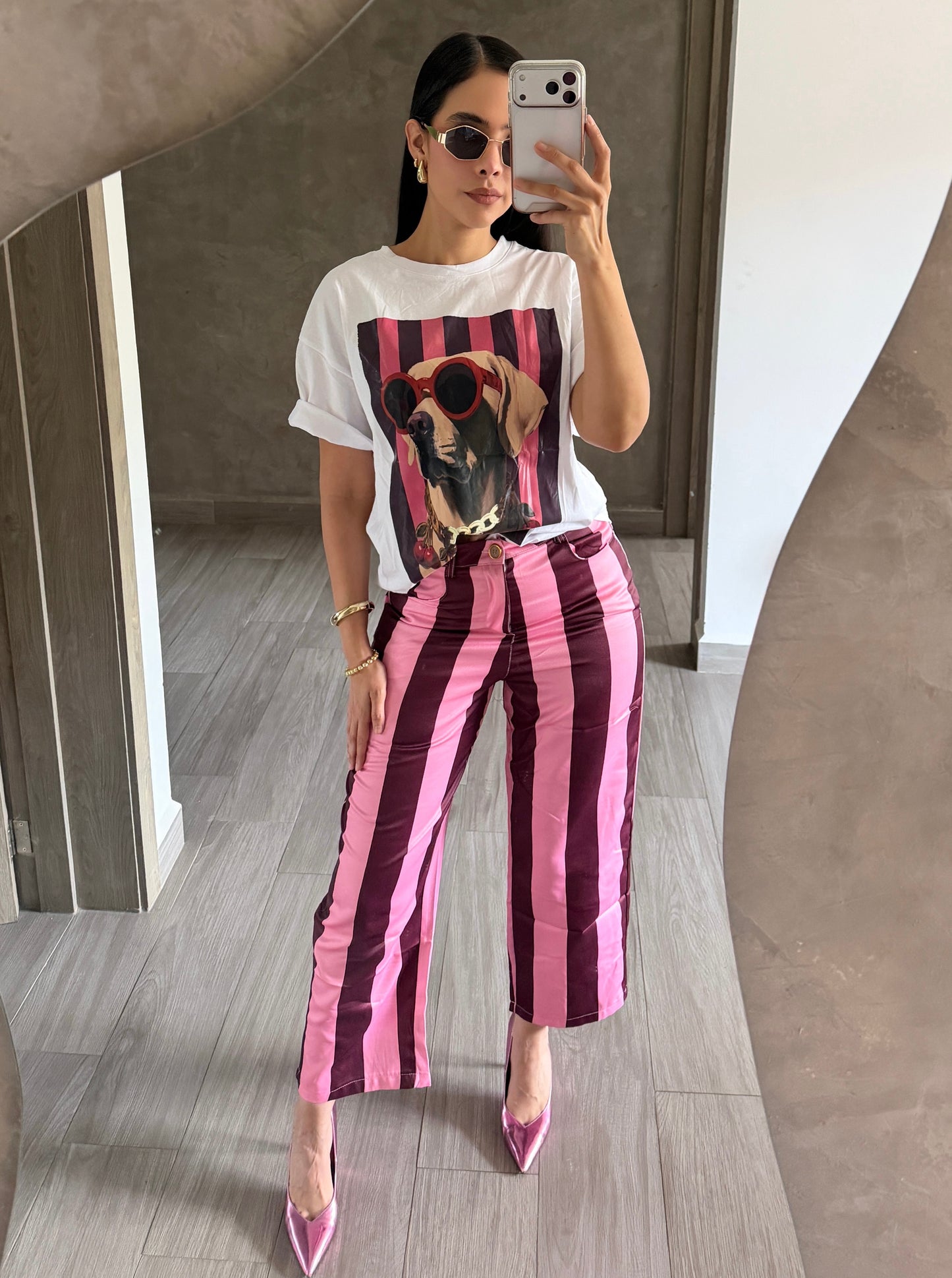 Pantalón Rayado Tinto