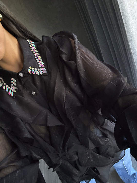 Camisa Cuello Cristales