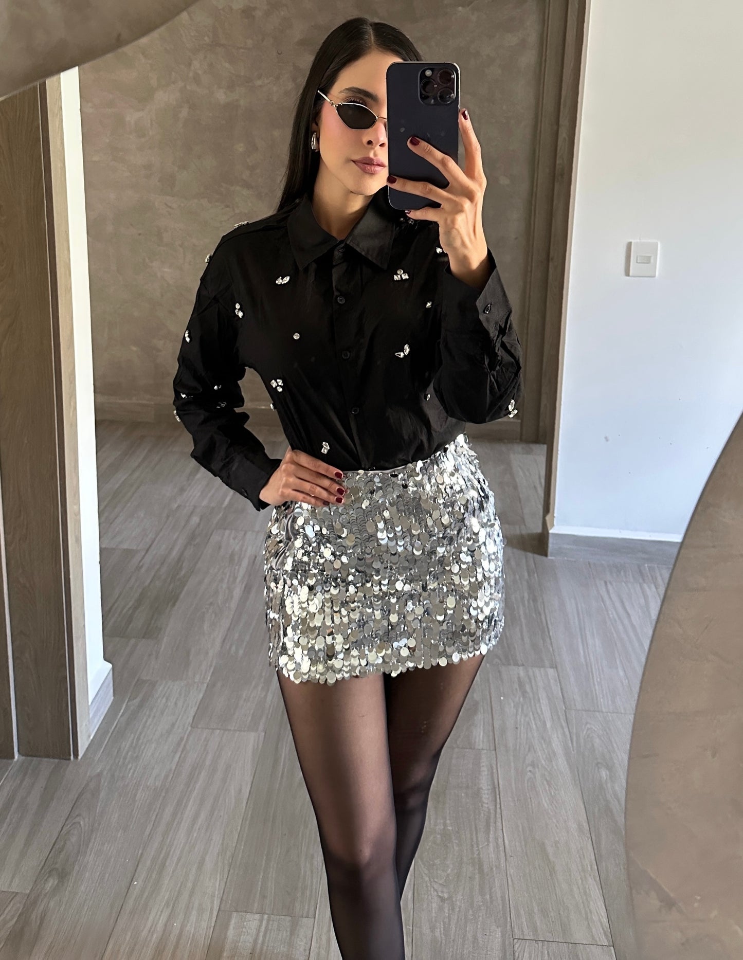 Falda Lentejuela Plata