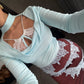 Blusa Azul Con Encaje