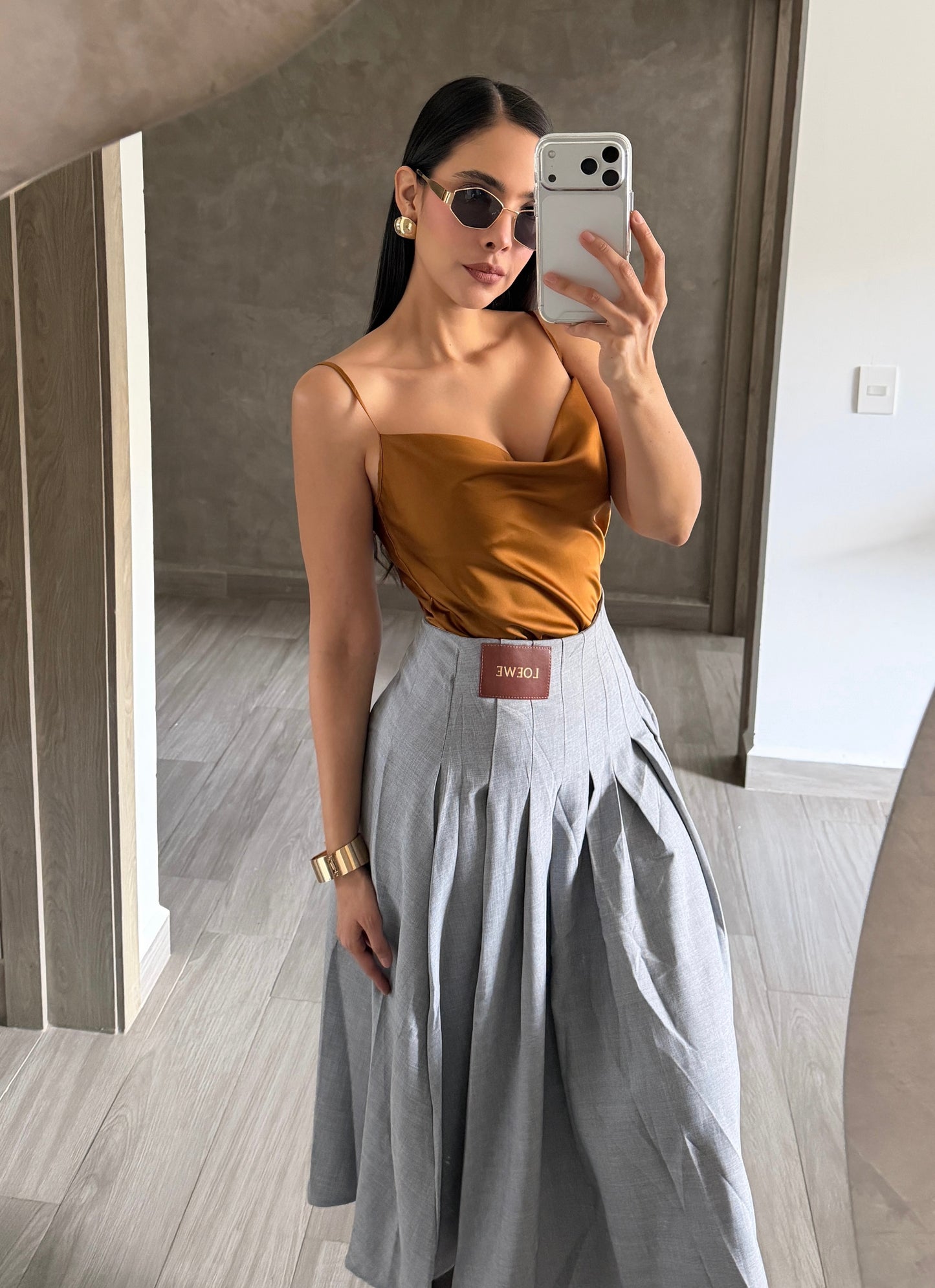 Falda Midi Gris