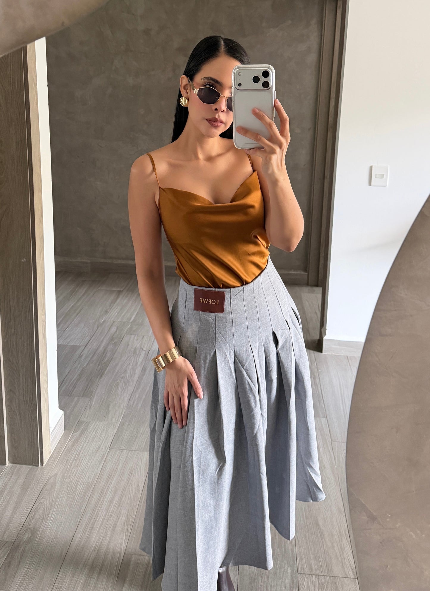 Falda Midi Gris