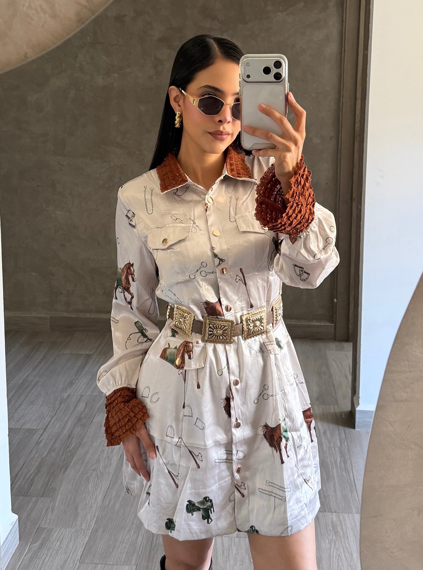Vestido Satinado Caballos