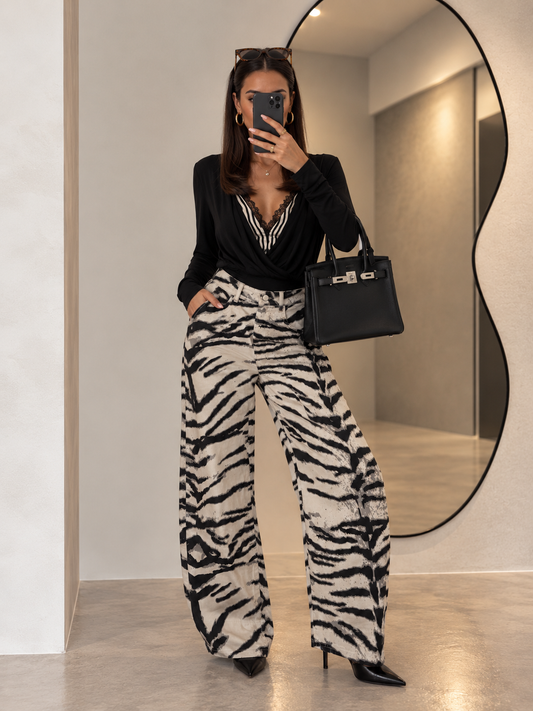 Pantalón Cebra Blanco