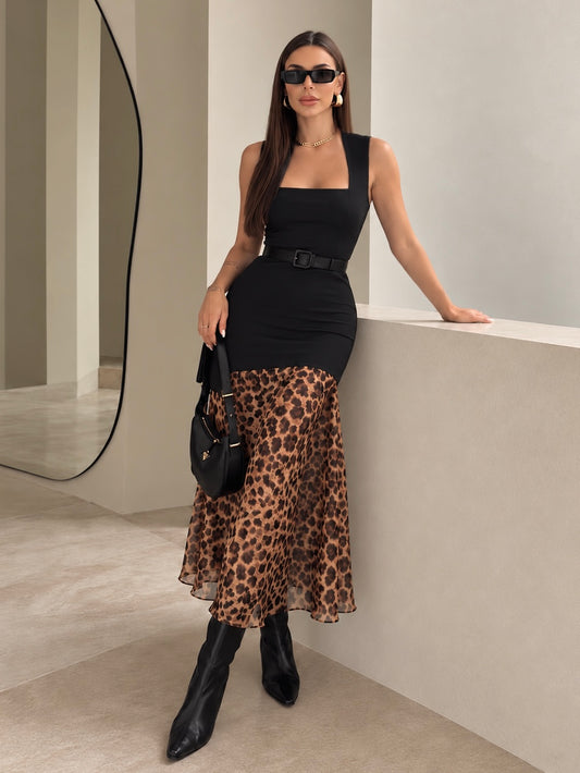 Vestido Print Con Cinturón