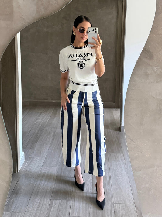 Pantalón Rayas Azul Marino