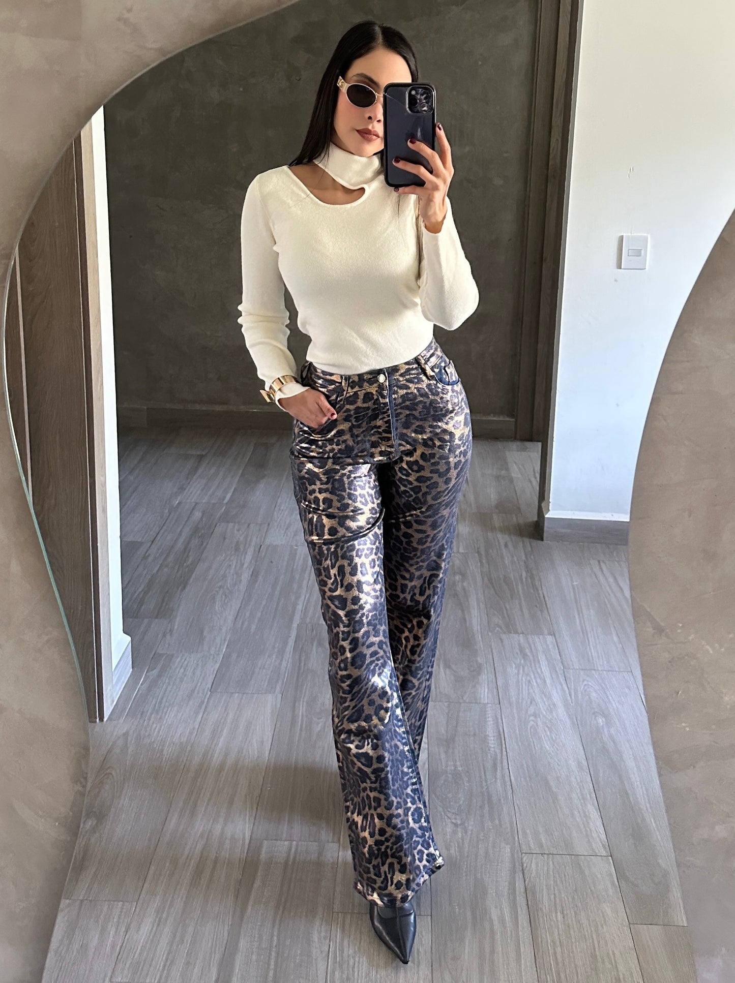 Leopard Foil Jeans