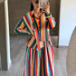 Set Rayas Falda Midi