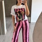Pantalón Rayado Tinto