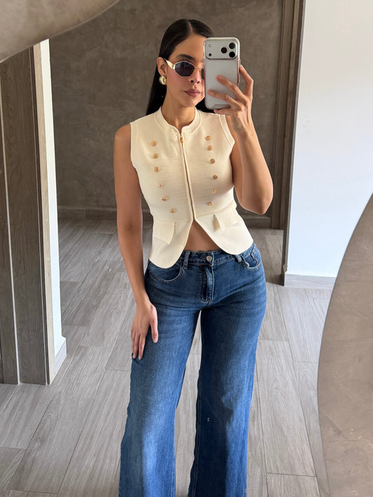 Blusa Napoleón Crema