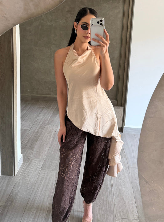 Blusa Halter Satinada