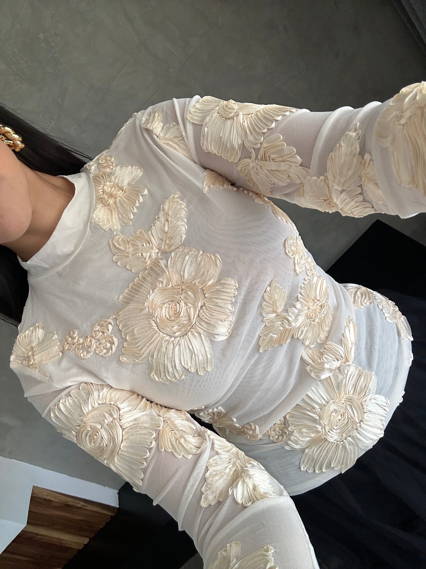 Blusa Mesh Flores