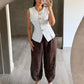 Pantalón Encaje Café