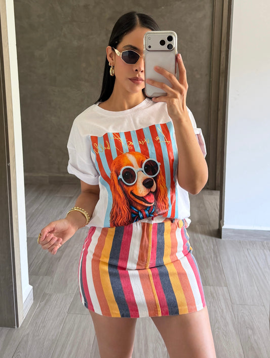Playera Perrito Rayas