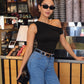 Blusa Shoulder Negra