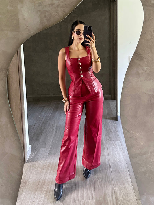Set Poli Piel Rojo