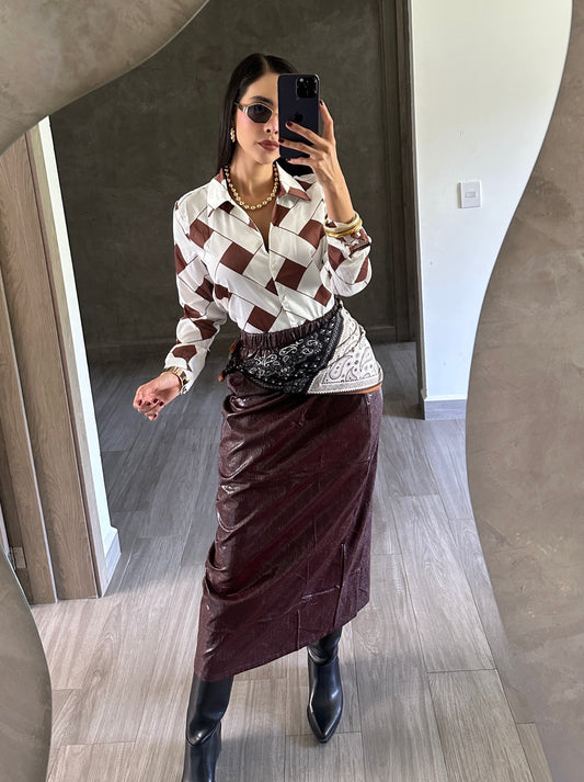 Falda Poli Piel Tinta