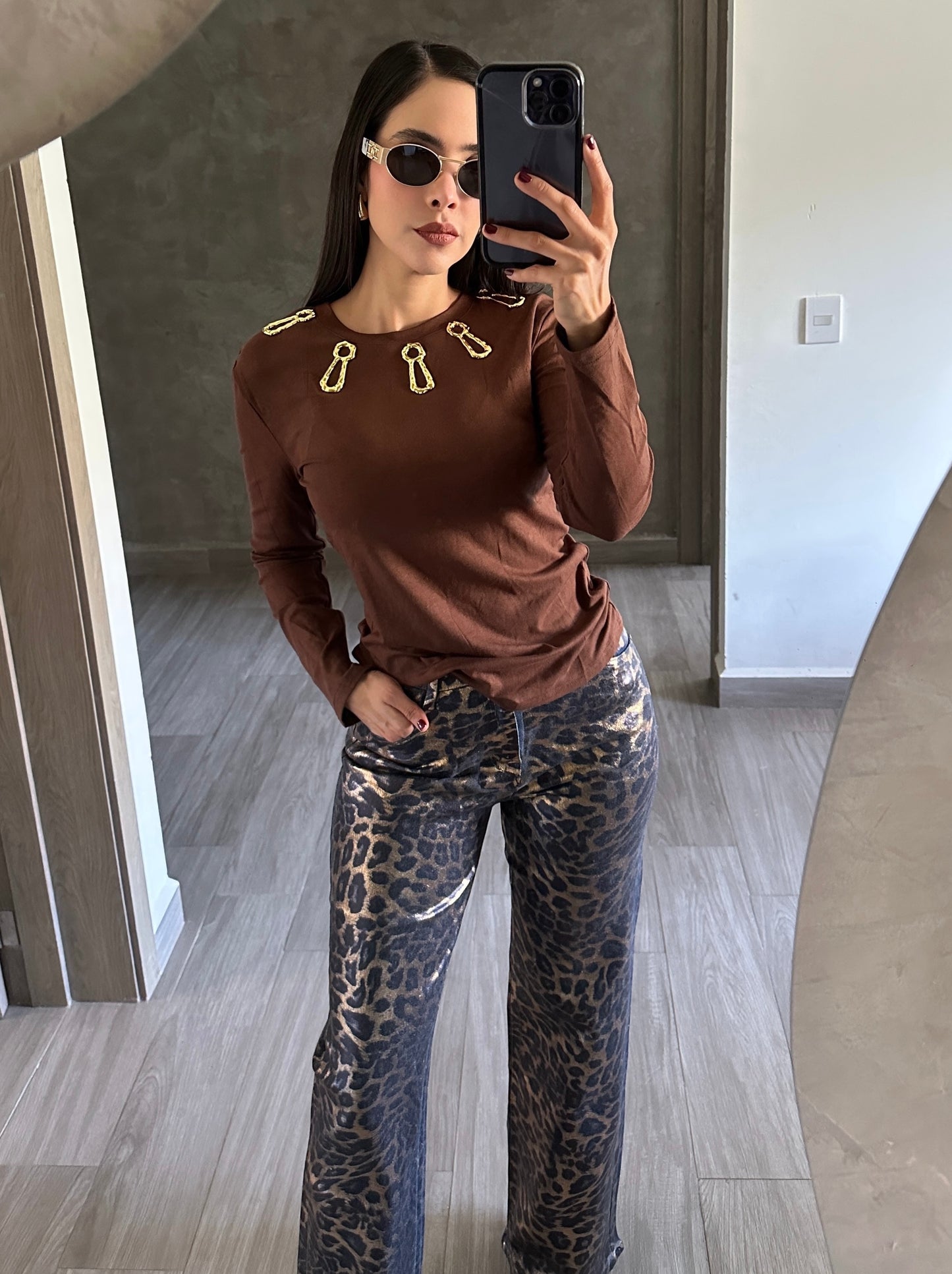 Brown Padlock Blouse