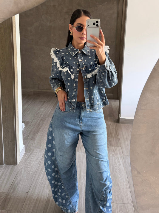 Chamarra Polka Denim