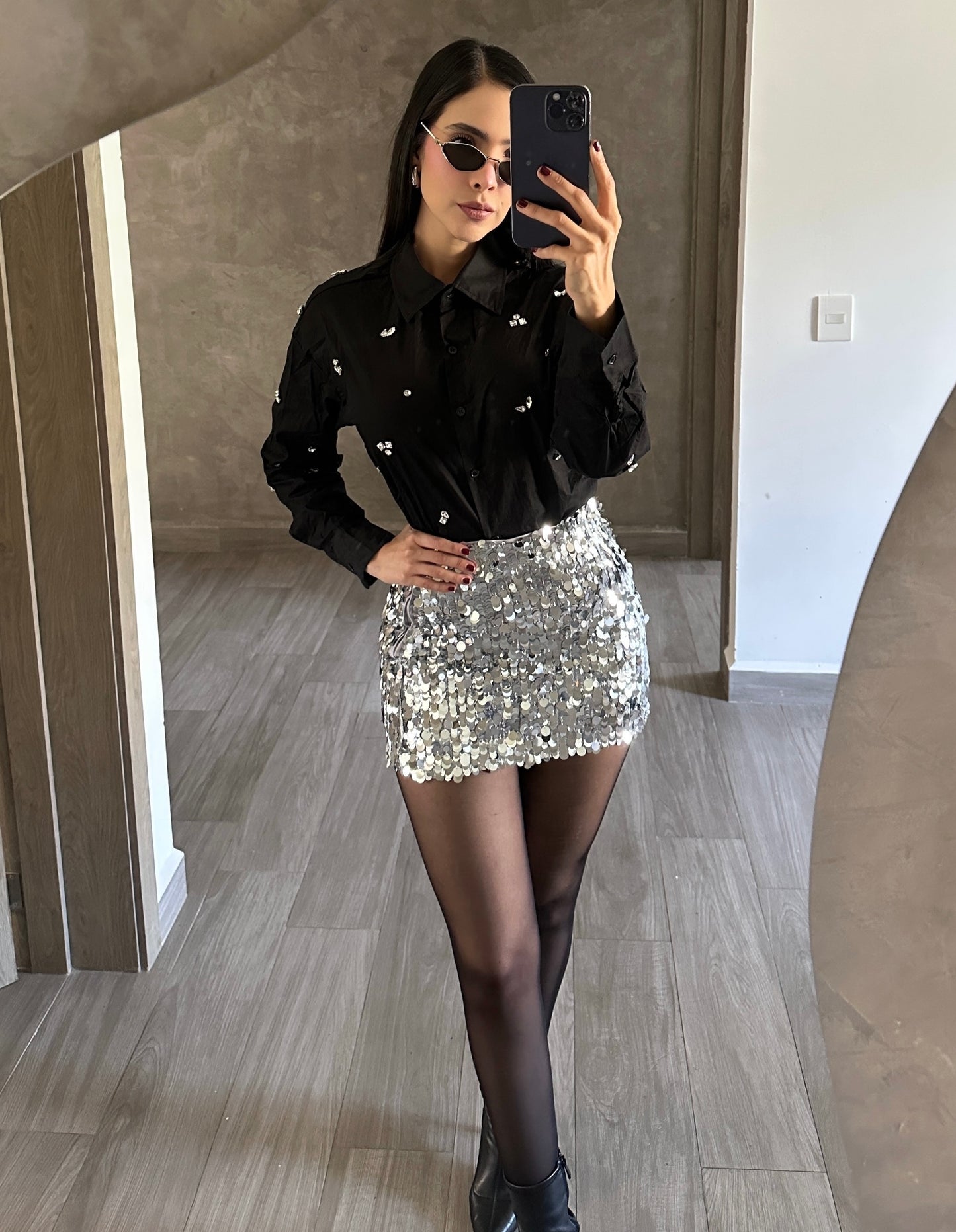 Falda Lentejuela Plata