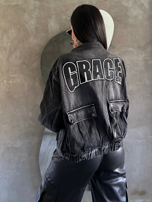 Gray Jacket with Lettering
