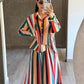 Set Rayas Falda Midi
