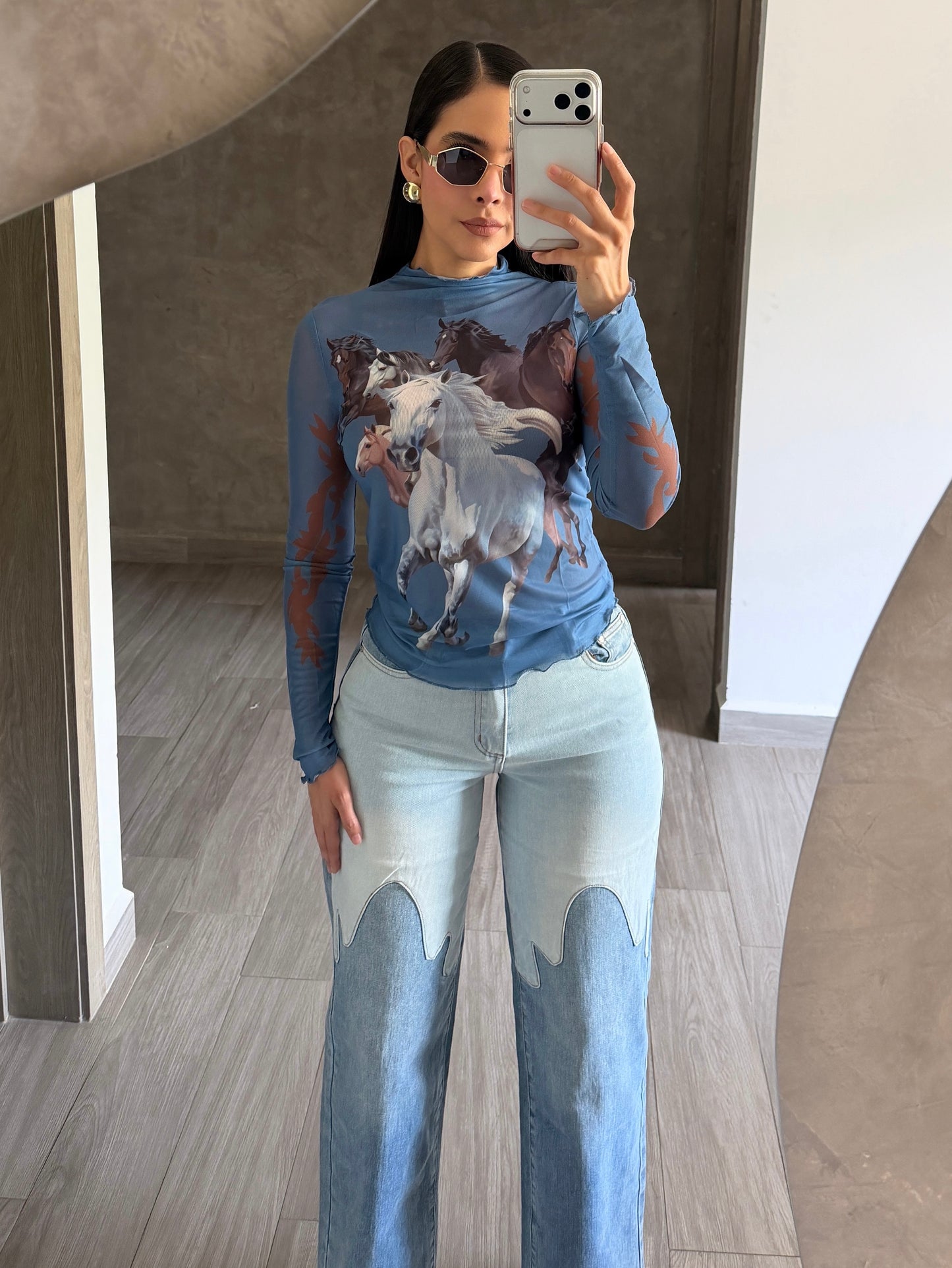 Blusa Mesh Caballos
